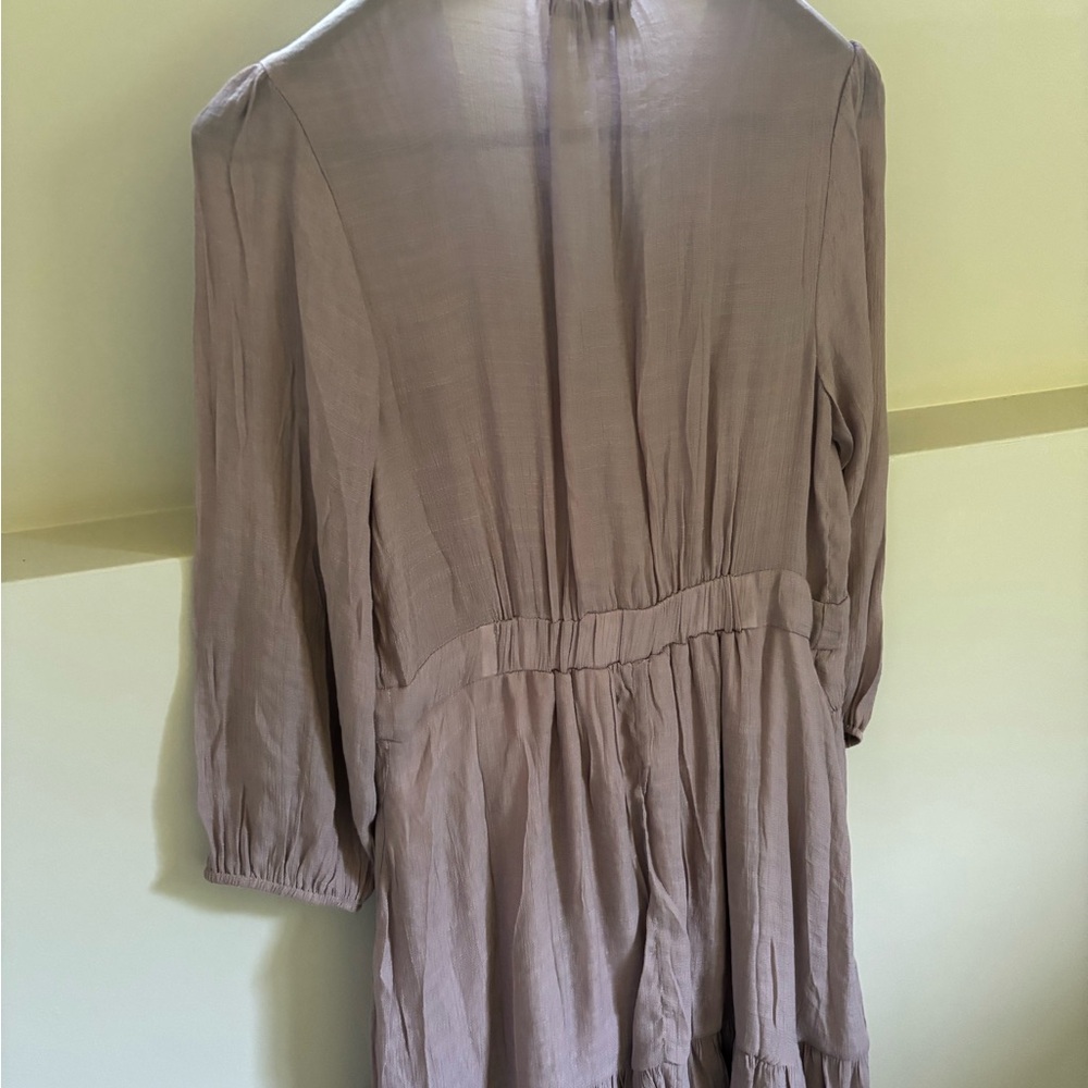 Baltic Born Tan/Mauve Sundress with 3/4 Bishop Sleeves